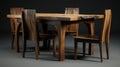 Organic Realism 3d Dining Table And Wooden Chairs