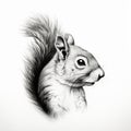 Organic Realism: Detailed Black And White Squirrel Silhouette