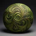 Organic Realism: Detailed Ceramic Design With Green Swirls And Lycra Pattern