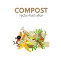 Organic recycle compost pile vector illustration.