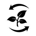 Organic recycle icon in flat style Eco care symbol