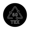 Organic recycling code TEX 60 line icon. Consumption code.