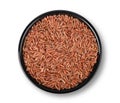 Organic Red Jasmine Rice isolated on white background. Top view Royalty Free Stock Photo