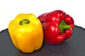 Organic red and yellow bell peppers