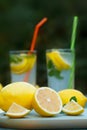 Organic, ripe lemons with Fresh lemonades