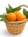 organic ripe mandarins in a basket on a white background by AI-generated Royalty Free Stock Photo