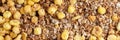 Granola cereal banner. Top view muesli background texture Royalty Free Stock Photo