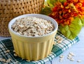 Close up of Organic Rolled Oats In Bowl