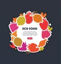 Organic round sticker with berries set. Vector eco banner.