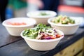 organic salad bowls on display in a healthfood truck
