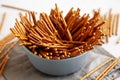 Organic Salty Pretzel Sticks in a Bowl, side view Royalty Free Stock Photo