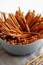 Organic Salty Pretzel Sticks in a Bowl, side view Royalty Free Stock Photo