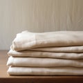 Organic Sand Linen Pillowcases: Polished Piles Of Karencore Style Royalty Free Stock Photo