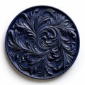 Organic Sculpted Blue Plate With Detailed Feather Rendering