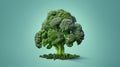 Organic Sculpted Broccoli Tree On Blue Background