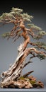 Organic Sculpting: Detailed Cedar Tree On Grey Background