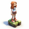 Organic Sculpting: Hyper-detailed Pixel Figure Of A Girl On A Platform