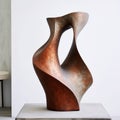 Organic Sculpture In Patina Rusted Bronze Inspired By Henry Moore And Karl Blossfeldt