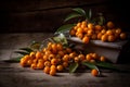 Organic sea buckthorn fresh. Generate Ai