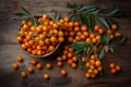 Organic sea buckthorn. Generate Ai