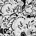 Organic seamless pattern with original black and white plant elements. Floral seamless background.
