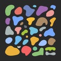 Organic shapes. Color various blotch, abstract irregular random blobs. Pebble stone silhouette, simple liquid amorphous splodge, Royalty Free Stock Photo