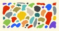 Organic shapes. Color various blotch, abstract irregular random blobs. Pebble stone silhouette, simple liquid amorphous splodge, Royalty Free Stock Photo