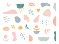 Organic shapes set. Minimal stylish cover template. Hand draw abstract design elements in pastel colors. Art form for