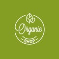 Organic shop logo. Round linear logo of eco store