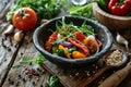 Organic Sizzle Crop in Bowl on Rustic Wooden Table