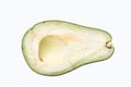 Organic slices of avocatto on a white background