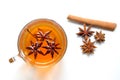 Organic star anise tea on a white background