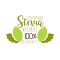 Organic stevia natural sweet logo symbol. Healthy product label vector Illustration