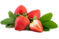 Organic strawberries isolated on white close up Royalty Free Stock Photo