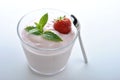 organic strawberry in natural yogurt and mint Royalty Free Stock Photo