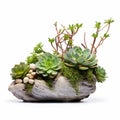 Organic Succulent Bonsai Planter With Rocks And Moss