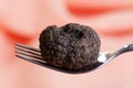 organic summer truffle on a fork Royalty Free Stock Photo