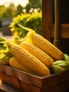 Organic sweet corn, sweet corncob