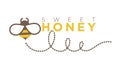 Organic sweet honey logo design in flat style. Vector illustration