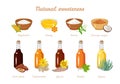 Organic sweeteners set. Vector illustration of healthy food