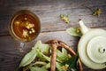 Organic tea with fresh linden flowers