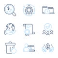 Organic tested, Teamwork and Online education icons set. Vector