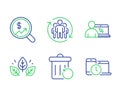 Organic tested, Teamwork and Online education icons set. Vector