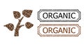Organic Textured Seals with Notches and Flora Plant Mosaic of Coffee Grain