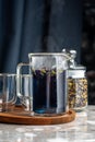 Organic thai blue tea Anchan, Clitoria Ternate, Butterfly Pea Royalty Free Stock Photo