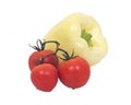 Organic tomatoes and gypsy pepper Royalty Free Stock Photo