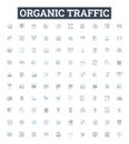 Organic traffic vector line icons set. Organic, Traffic, SEO, Website, Ranking, Visitor, Link illustration outline