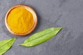 Organic Turmeric Powder - Curcuma Longa; Top View Royalty Free Stock Photo