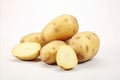 Organic uncooked potato with natural textures on white backdrop for ads, packaging, and labeling