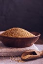 Organic uncooked quinoa in bowl